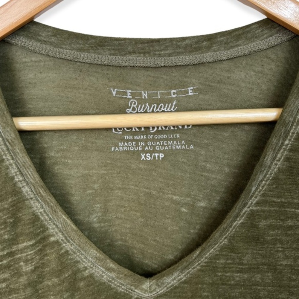 Lucky Brand Olive Green V-Neck Short Sleeve Tee - Picture 2 of 6